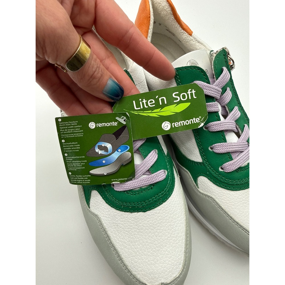 Remonte Lite n Soft Sneakers Size 38 Multi Color Leather Side Zip shoe NEW retro - Picture 7 of 12
